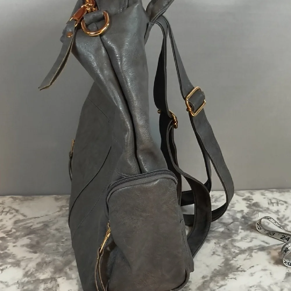 Dani & Em Gray Backpack Purse Gold Hardware